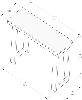 Plank+Beam Solid Wood Console Table, 36 Inch, Sofa Table, Narrow Entryway Table for Hallway, Behind The Couch, Living Room, Foyer, Easy Assembly, Pecan