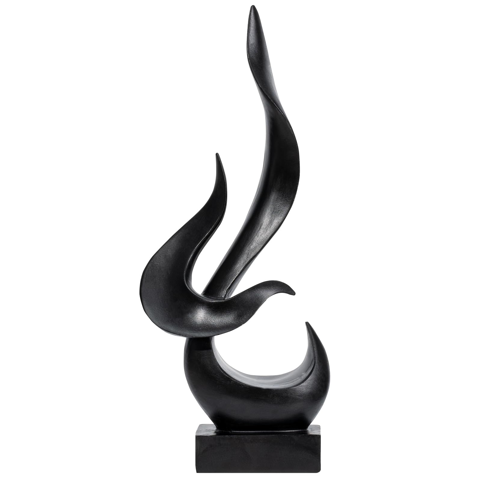 Black Fire Flame Sculpture, Modern Abstract Resin Statue, Art Statue Home Decor for Living Room TV Stand Coffee Table Shelf Accents Decor.