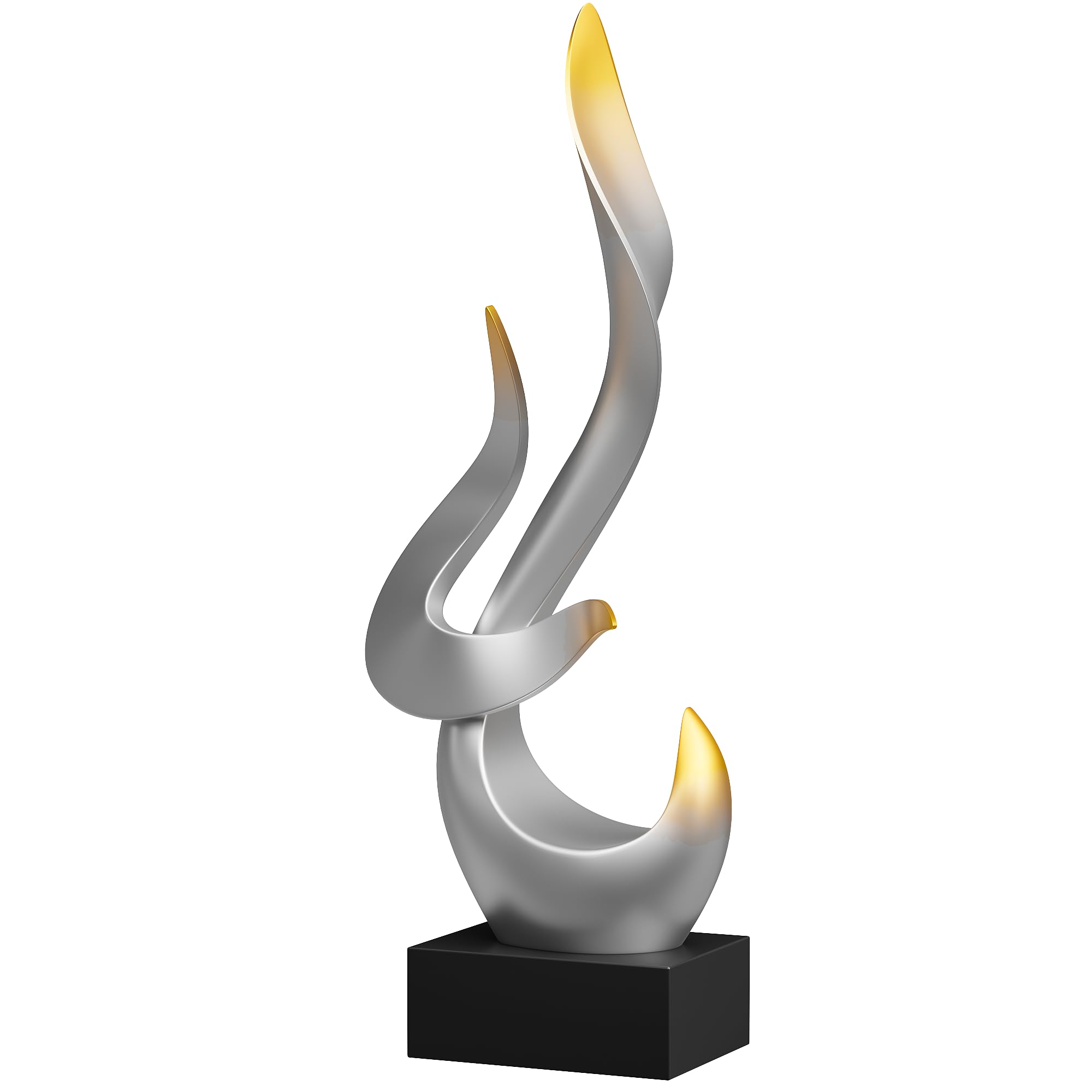 Black Fire Flame Sculpture, Modern Abstract Resin Statue, Art Statue Home Decor for Living Room TV Stand Coffee Table Shelf Accents Decor.