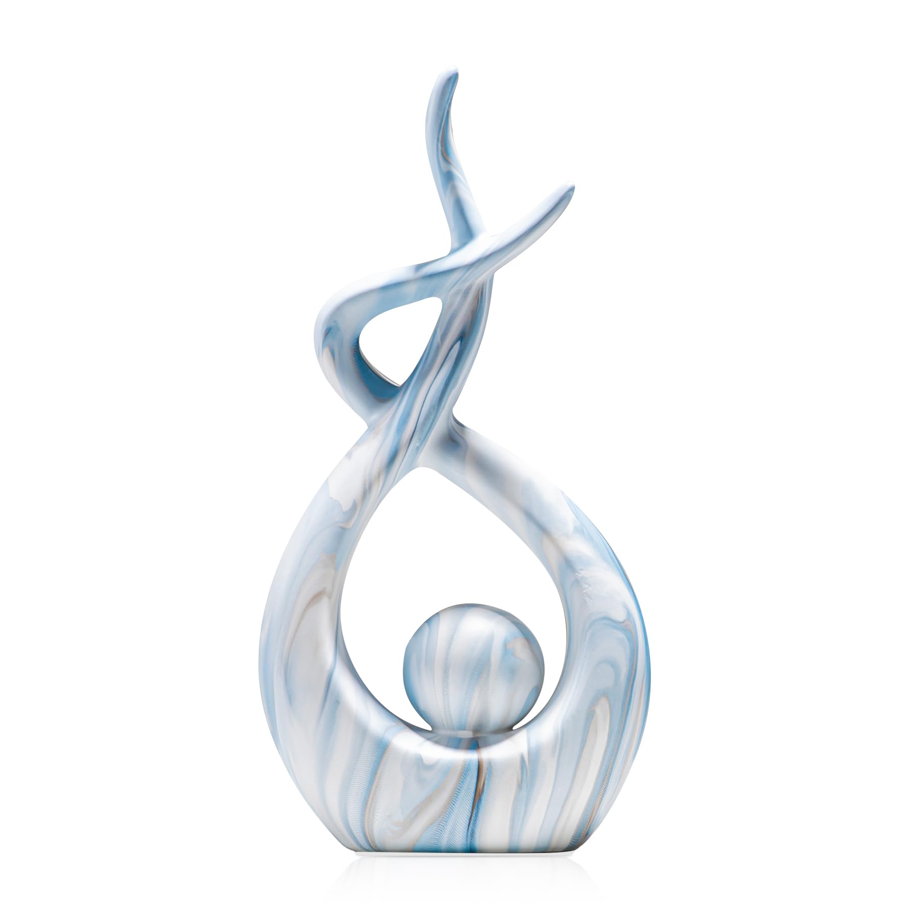 Blue Sculpture Home Decor, Modern Living Room Decorations, Ceramic Statues Coffee Table Decor, Centerpiece for Dining Room, Abstract Art Home Décor Accents (10.91" H × 6.69" W)