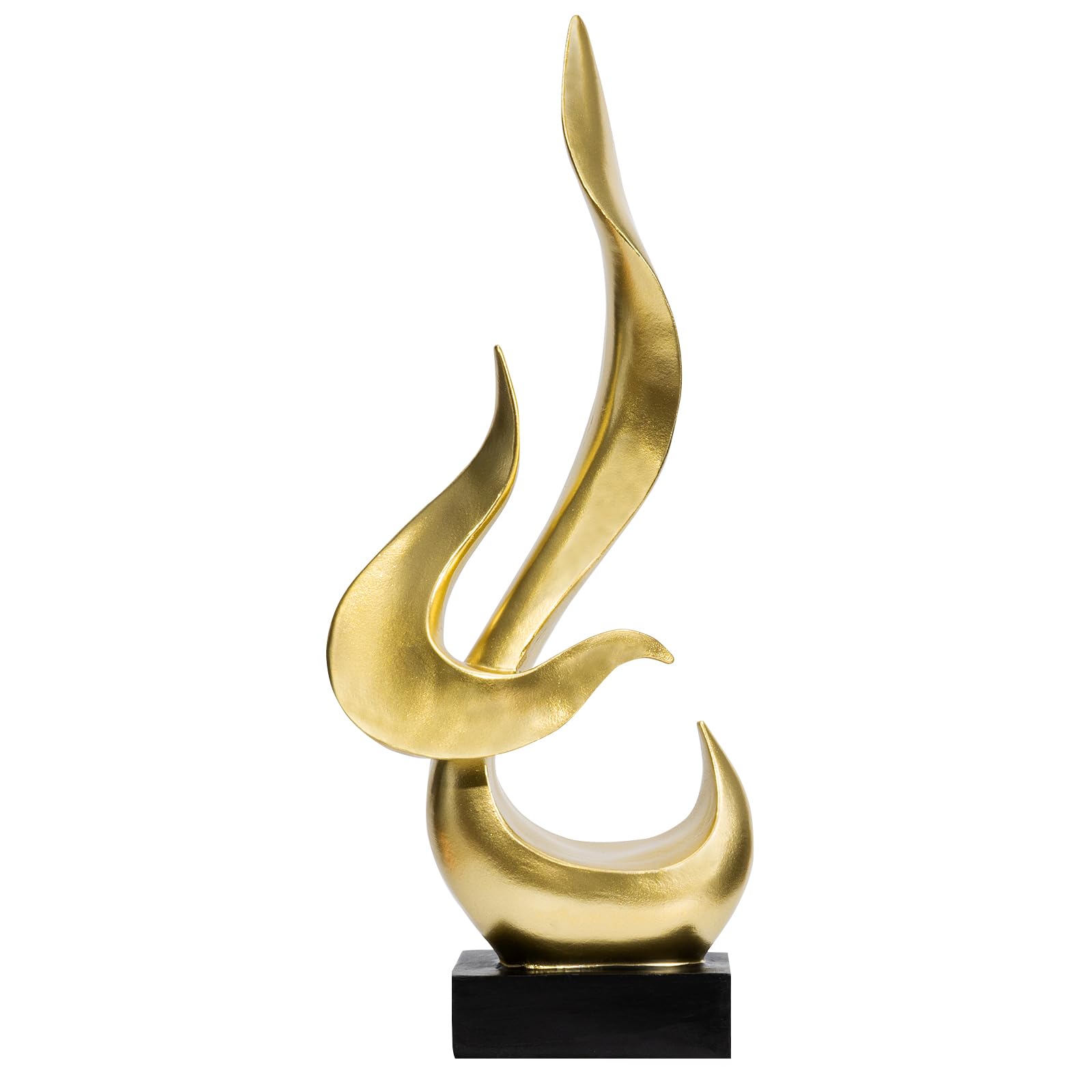 Black Fire Flame Sculpture, Modern Abstract Resin Statue, Art Statue Home Decor for Living Room TV Stand Coffee Table Shelf Accents Decor.