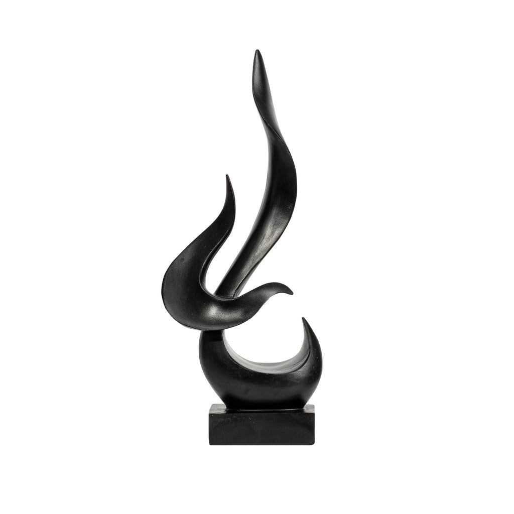 Black Fire Flame Sculpture, Modern Abstract Resin Statue, Art Statue Home Decor for Living Room TV Stand Coffee Table Shelf Accents Decor.