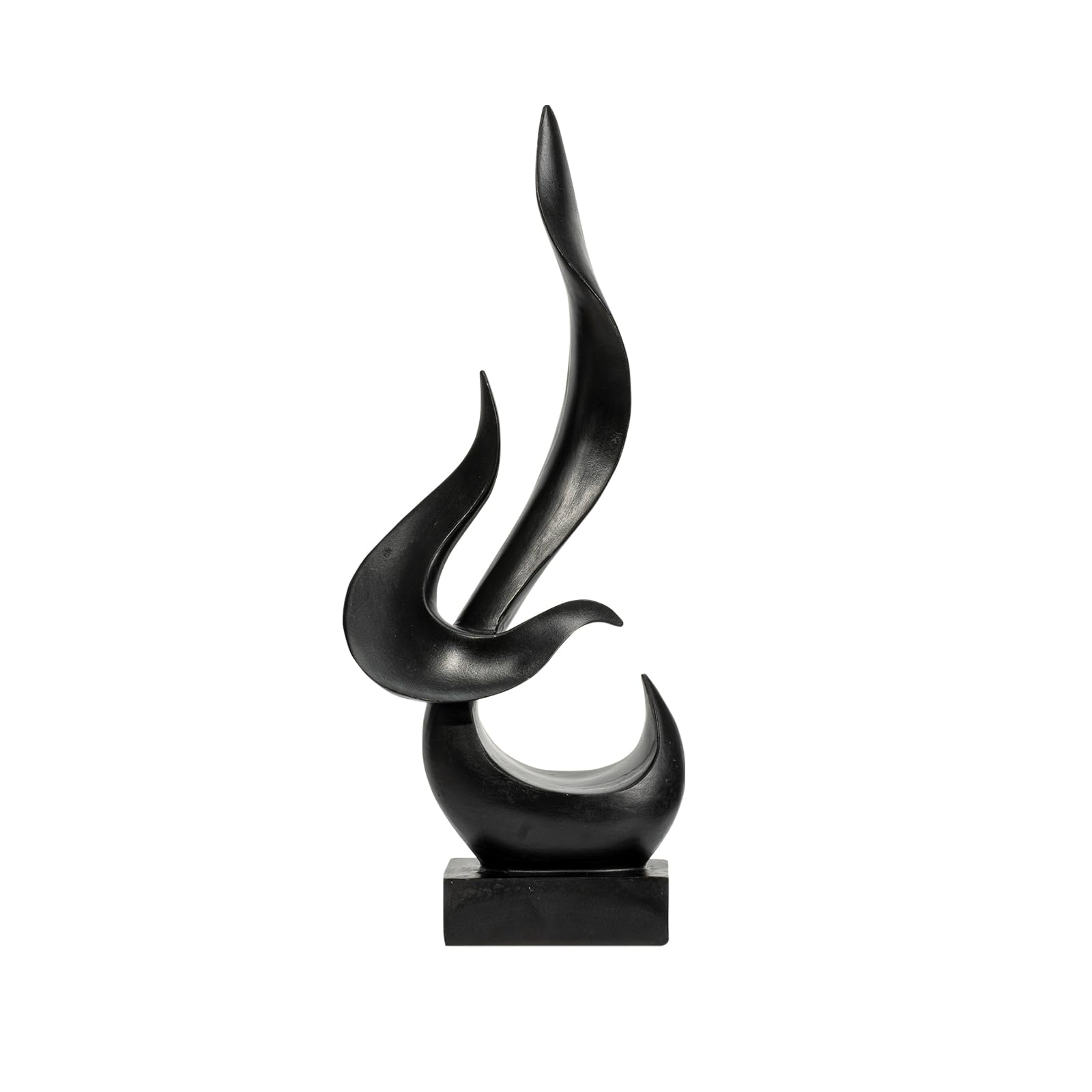 Black Fire Flame Sculpture, Modern Abstract Resin Statue, Art Statue Home Decor for Living Room TV Stand Coffee Table Shelf Accents Decor.