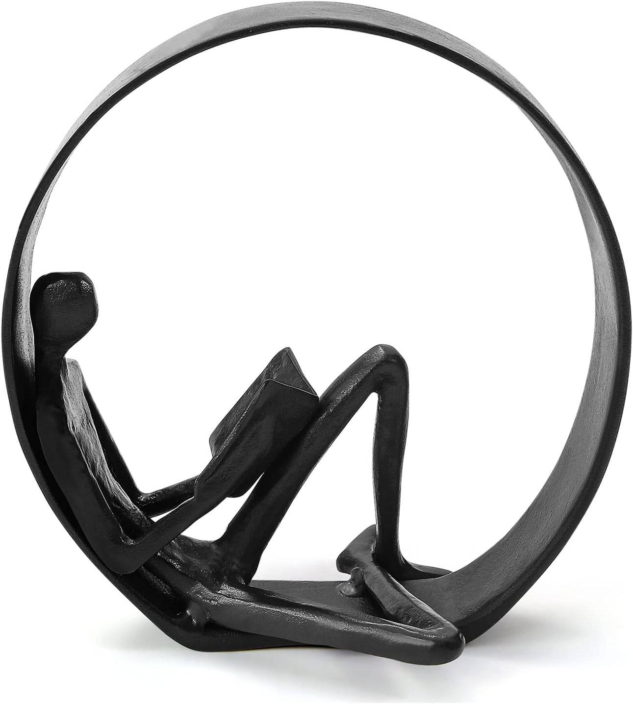 Reading Figurines and Statues - Bookshelf Decorations Objects，Metal Reader Cast Iron Sculpture，Book Lovers Gifts， Modern Art Shelf Décor， Reading Accessories for Book Lovers