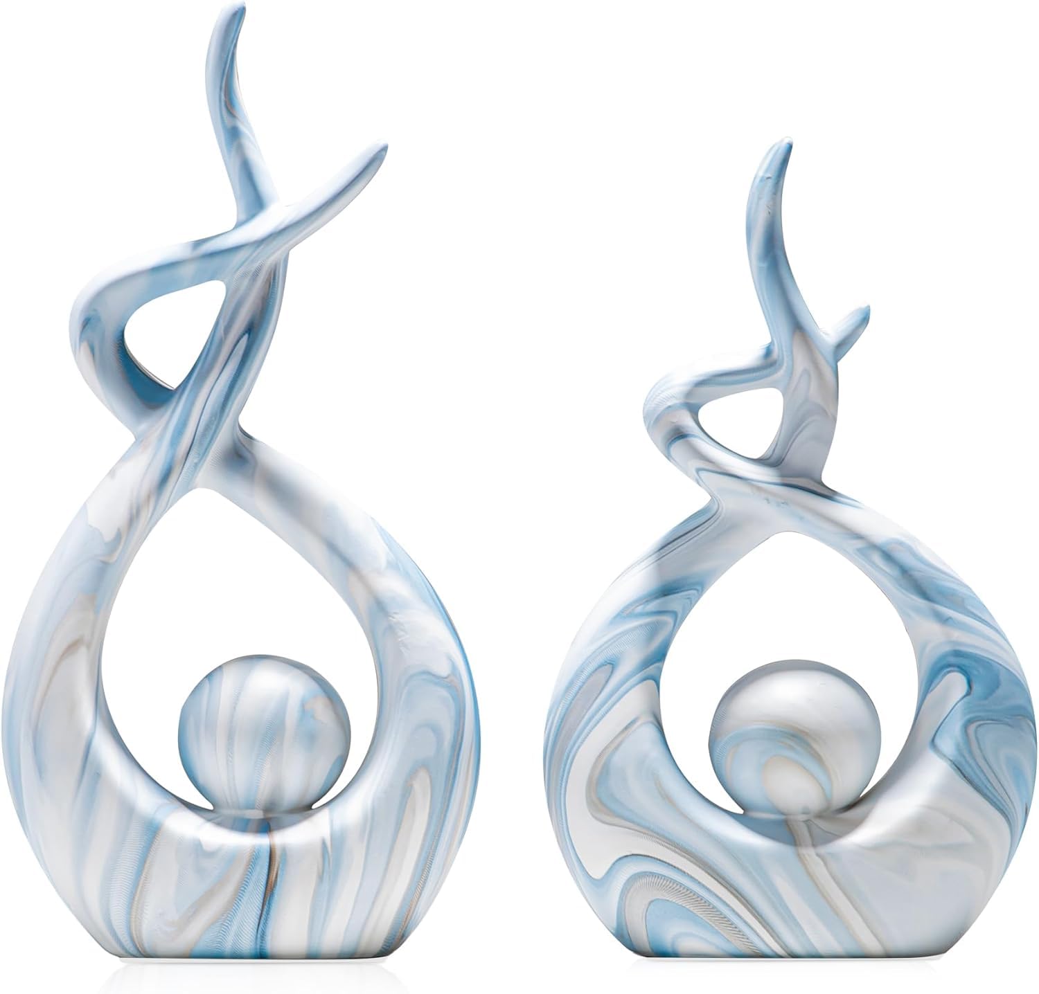 Blue Sculpture Home Decor, Modern Living Room Decorations, Ceramic Statues Coffee Table Decor, Centerpiece for Dining Room, Abstract Art Home Décor Accents (10.91" H × 6.69" W)