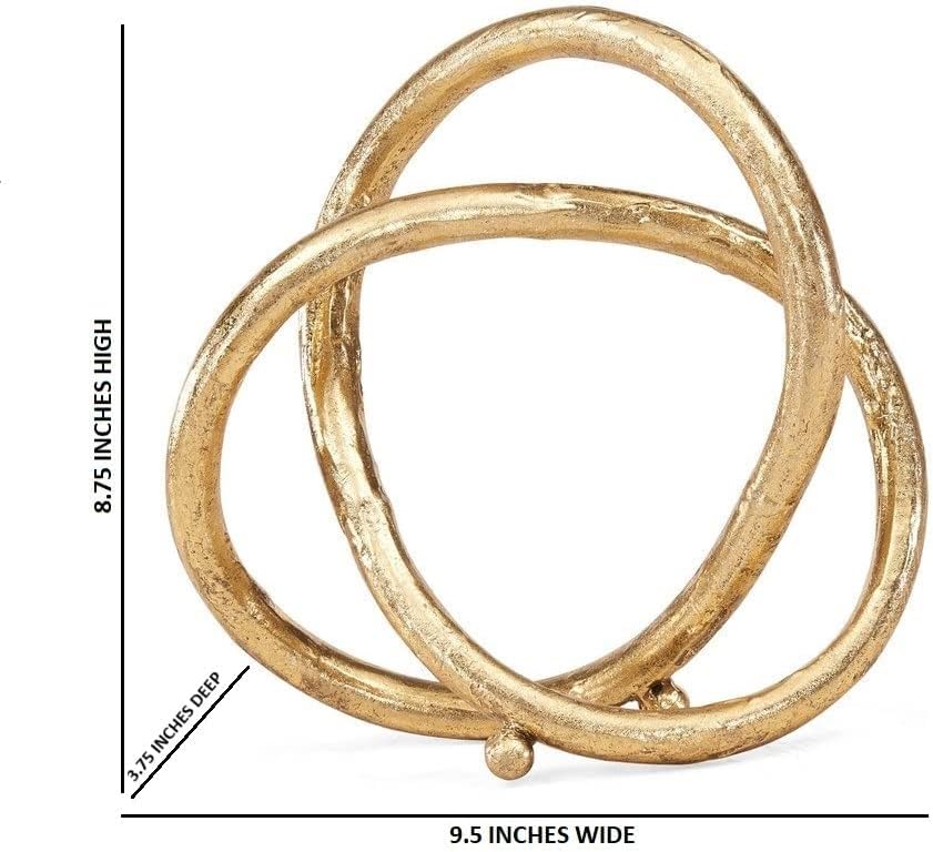 Danya B. Gold Eternal Loop Metal Art Abstract Sculpture. This Unique Accent Piece Symbolizes an Unending Cycle of Life. Perfect for Wedding, Anniversary, Home or Office Decor