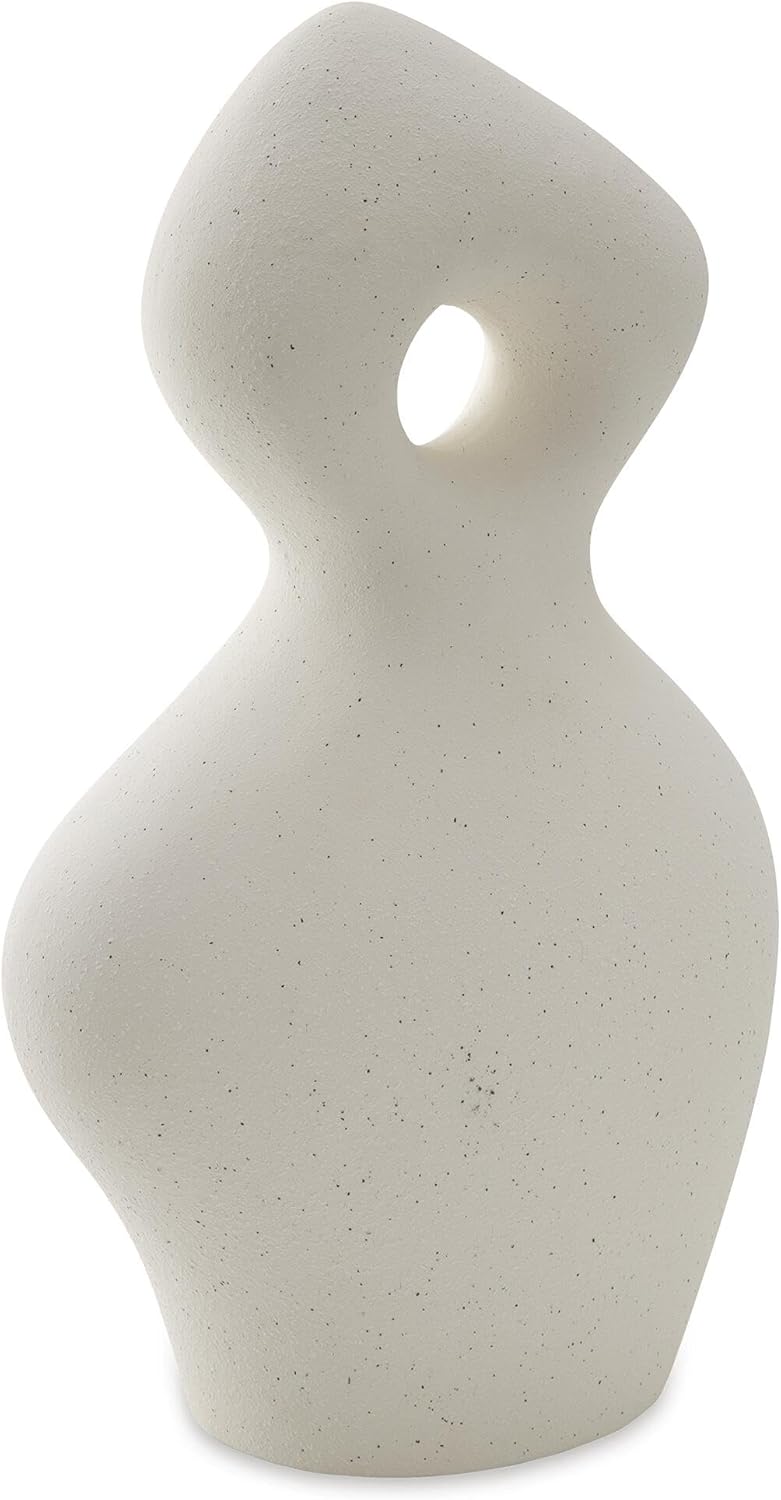 Signature Design by Ashley Arthrow Minimalist Waterproof Ceramic Abstract Sculpture, White
