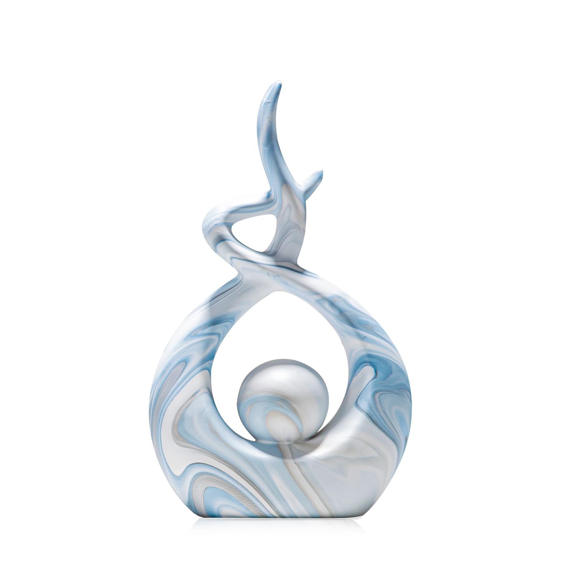 Blue Sculpture Home Decor, Modern Living Room Decorations, Ceramic Statues Coffee Table Decor, Centerpiece for Dining Room, Abstract Art Home Décor Accents (10.91" H × 6.69" W)