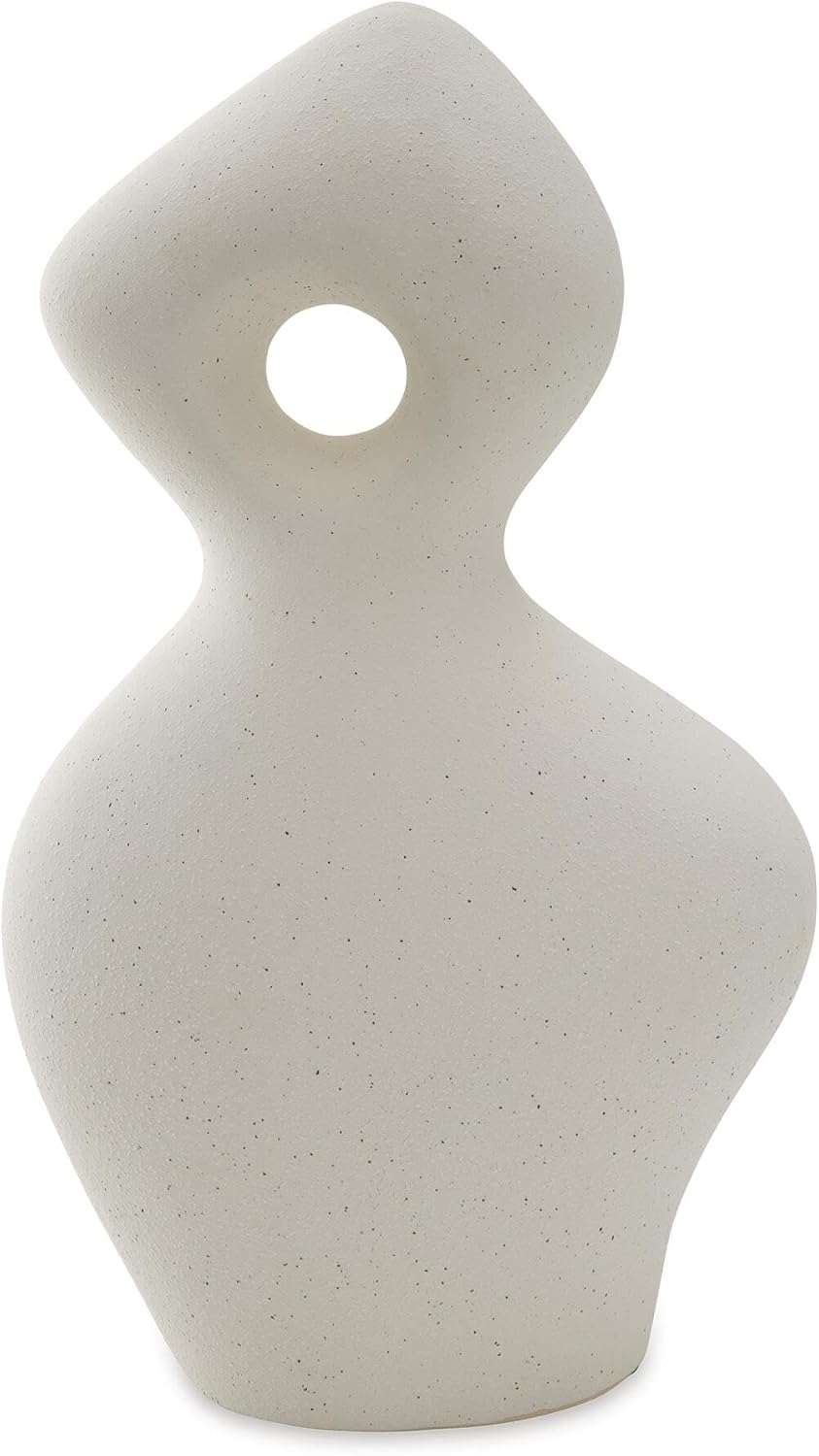 Signature Design by Ashley Arthrow Minimalist Waterproof Ceramic Abstract Sculpture, White