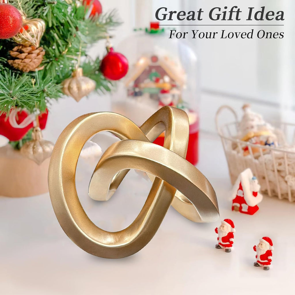 Modern Gold Knot Geometric Sculpture Home Decor Statue