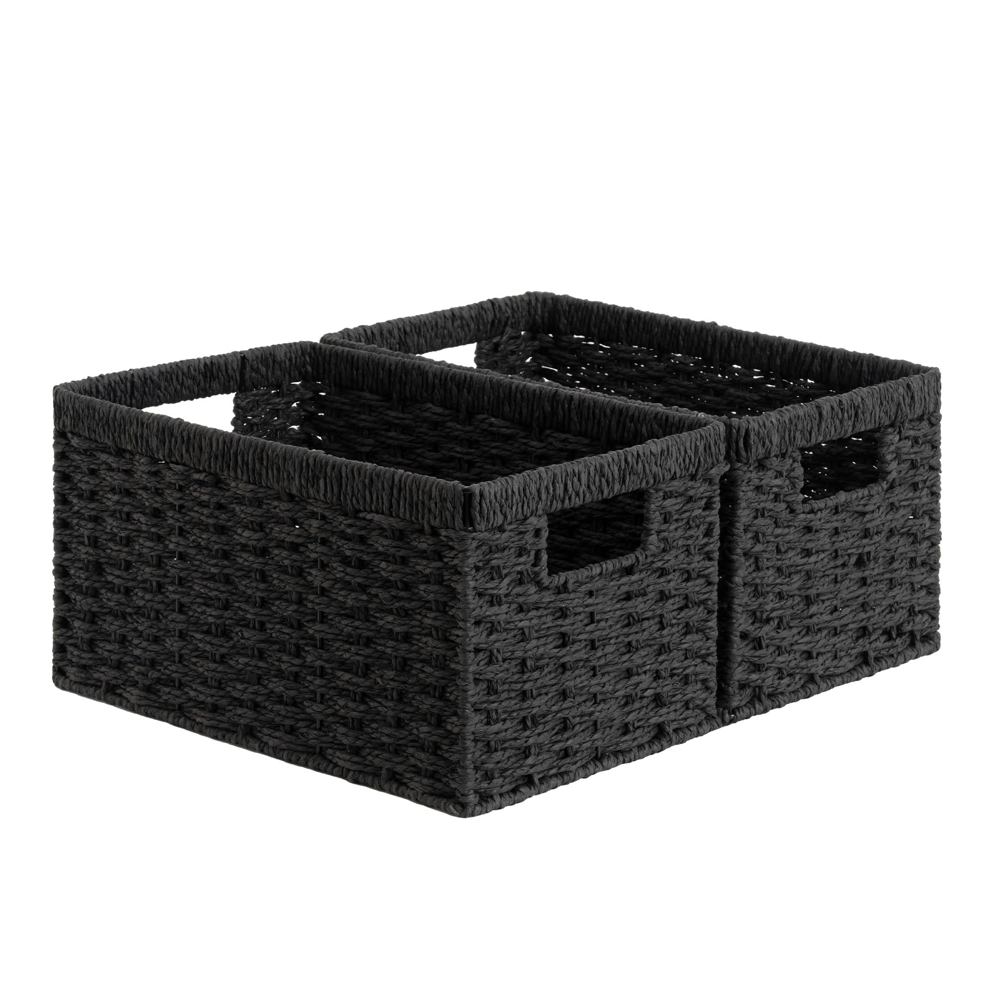 StorageWorks Wicker Basket, Baskets for Organizing, Storage Basket with Built-in Handles, Water Hyacinth Shelves (Medium 2-Pack, Natural Hyacinth)