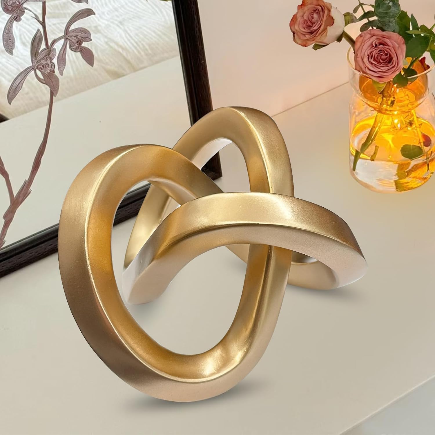 Modern Gold Knot Geometric Sculpture Home Decor Statue