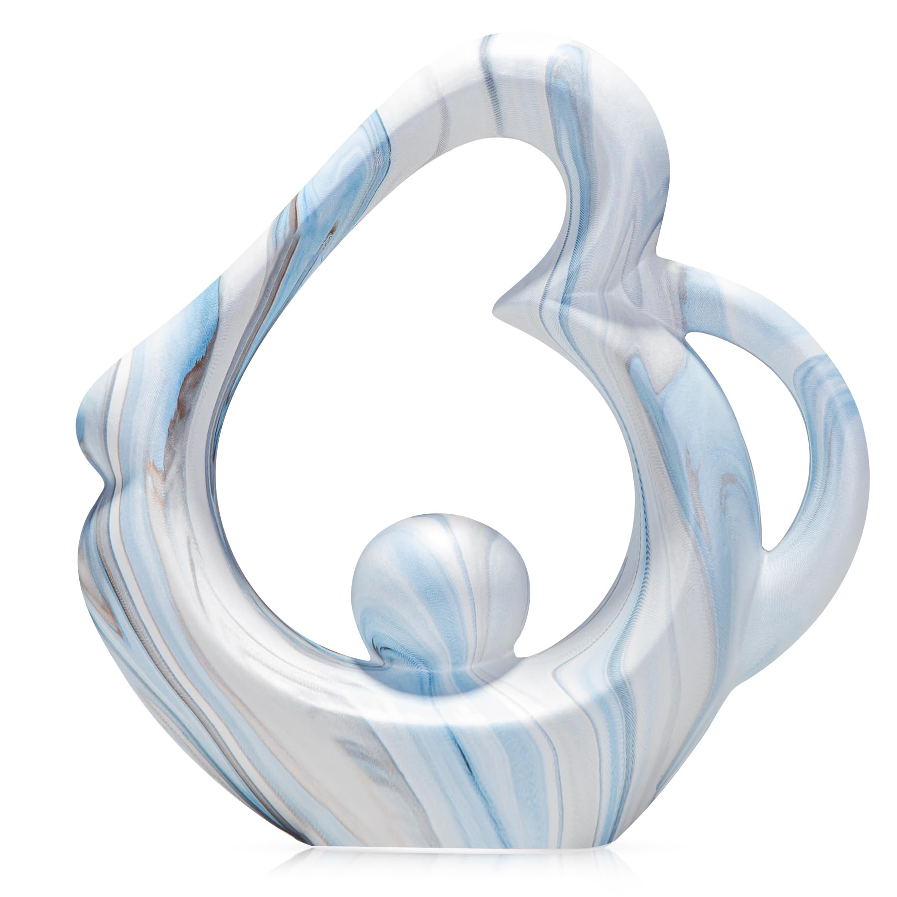 Blue Sculpture Home Decor, Modern Living Room Decorations, Ceramic Statues Coffee Table Decor, Centerpiece for Dining Room, Abstract Art Home Décor Accents (10.91" H × 6.69" W)
