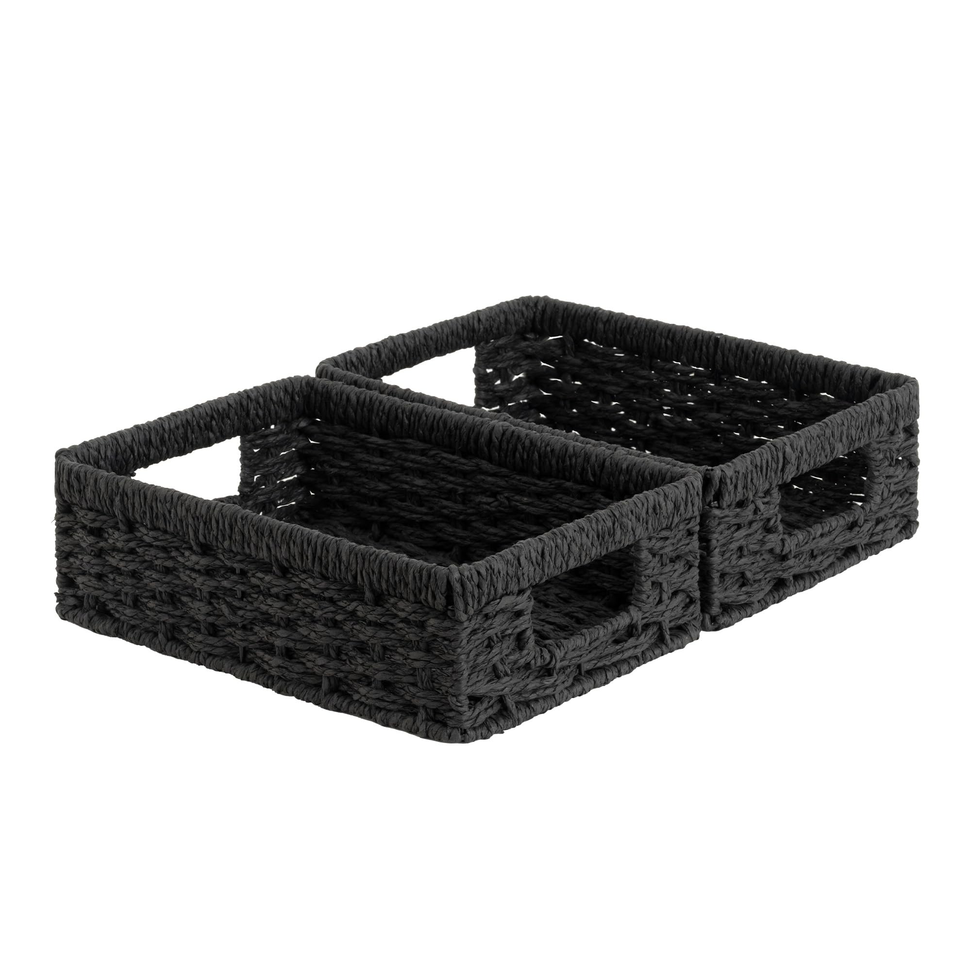 StorageWorks Wicker Basket, Baskets for Organizing, Storage Basket with Built-in Handles, Water Hyacinth Shelves (Medium 2-Pack, Natural Hyacinth)