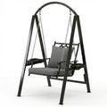 Pamapic Porch Swing with Stand, 350lbs Heavy-Duty Metal Frame Outdoor Swing for Adults with Dual Side Trays, Adjustable Chains, Zippered Removable Cushion for Balcony, Backyard, Garden, Black