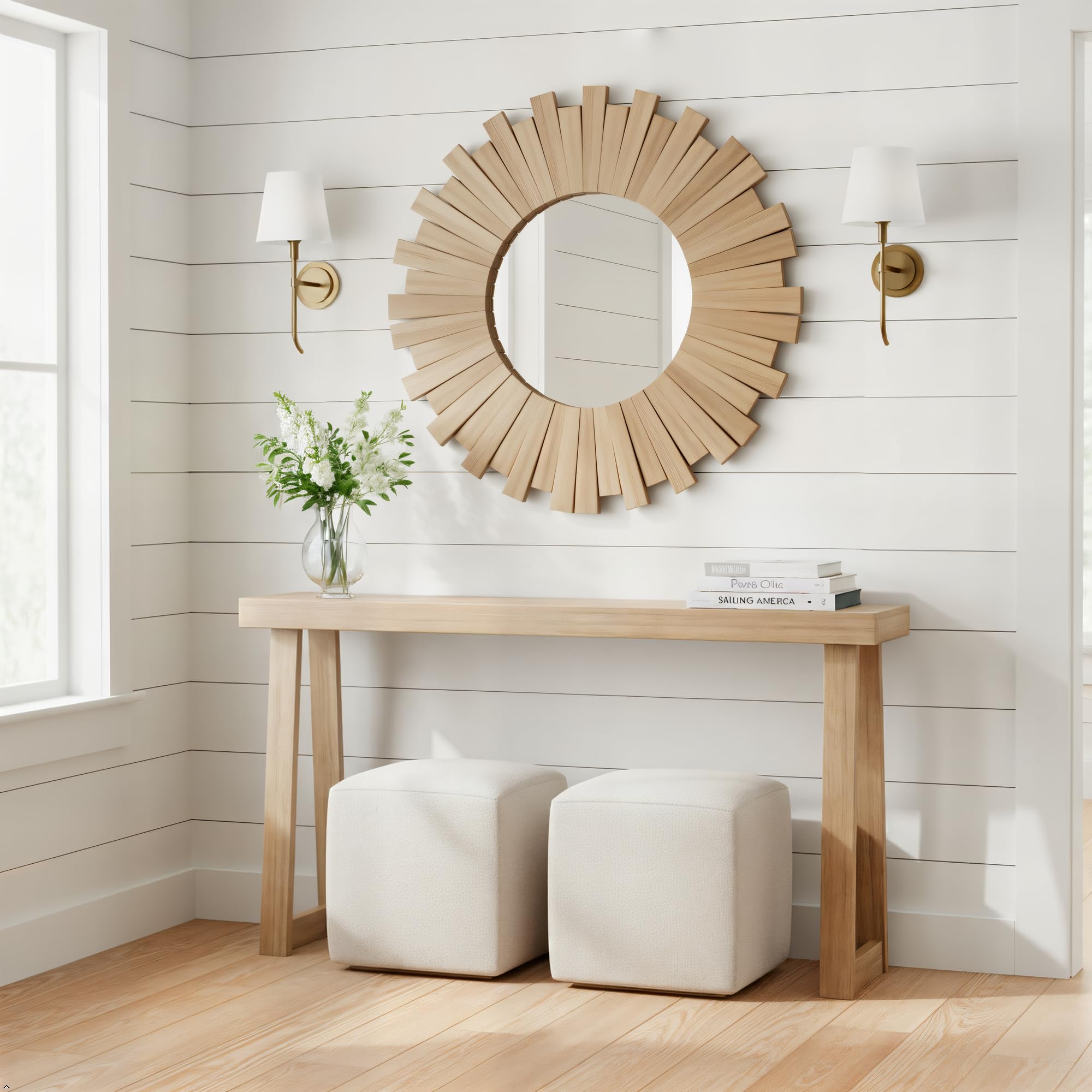 Plank+Beam Solid Wood Console Table, 36 Inch, Sofa Table, Narrow Entryway Table for Hallway, Behind The Couch, Living Room, Foyer, Easy Assembly, Pecan