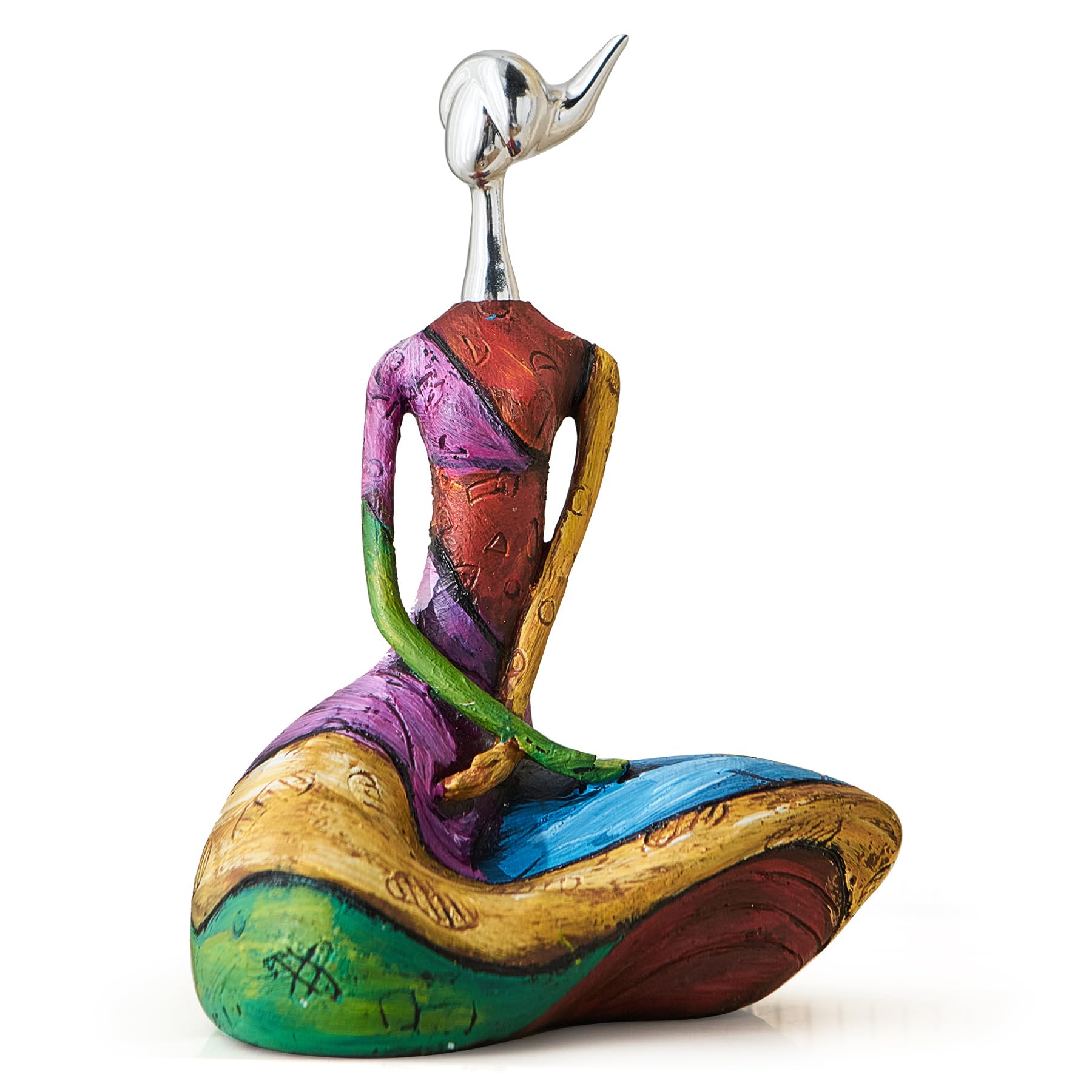 Octdays Art Female Sculpture Figurines, Abstract Woman Statue for Home Decor, Modern Colorful Sculpture Decorations for Living Room Shelf Office Cabinet Accents (Colorful-B)