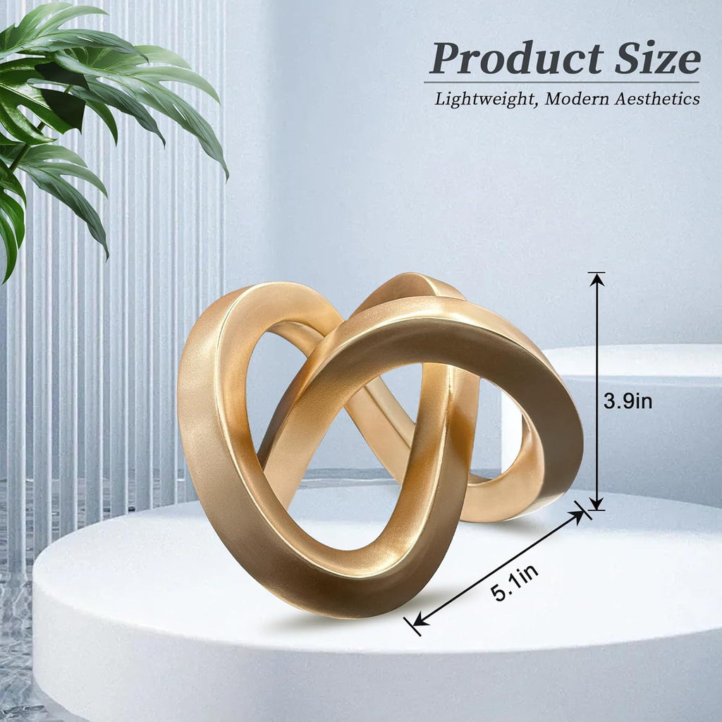 Modern Gold Knot Geometric Sculpture Home Decor Statue