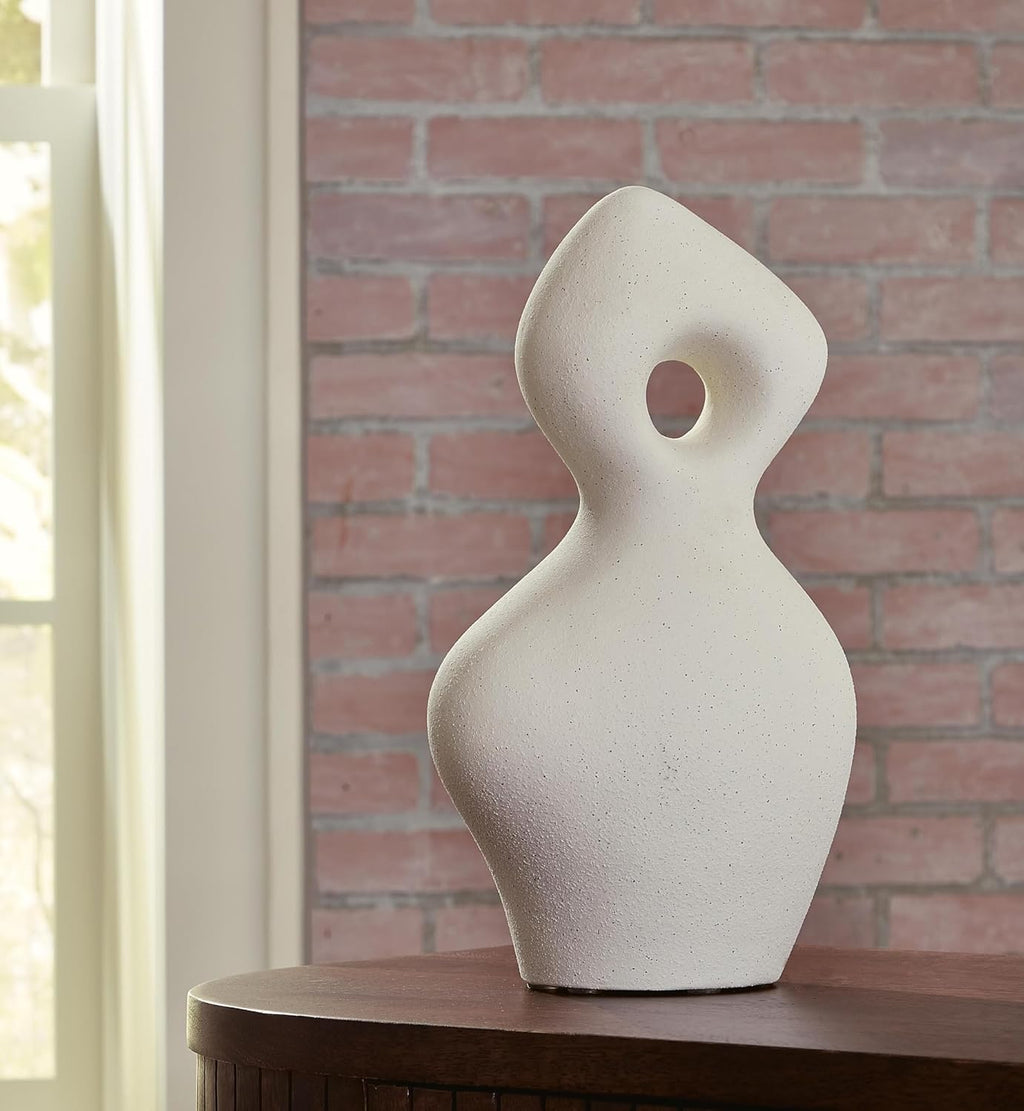 Signature Design by Ashley Arthrow Minimalist Waterproof Ceramic Abstract Sculpture, White
