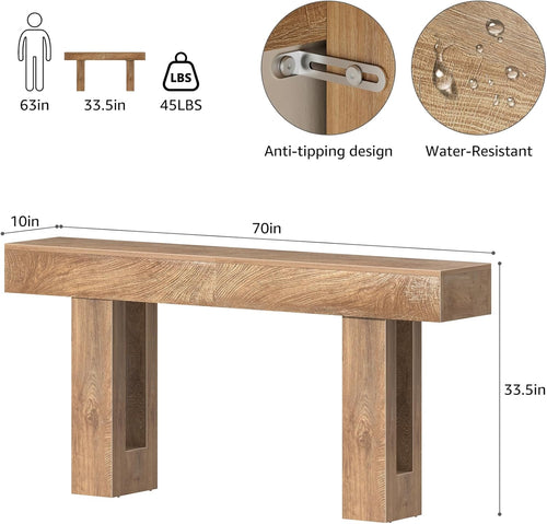 70 Inch Rustic Wood Farmhouse Entryway Console Table