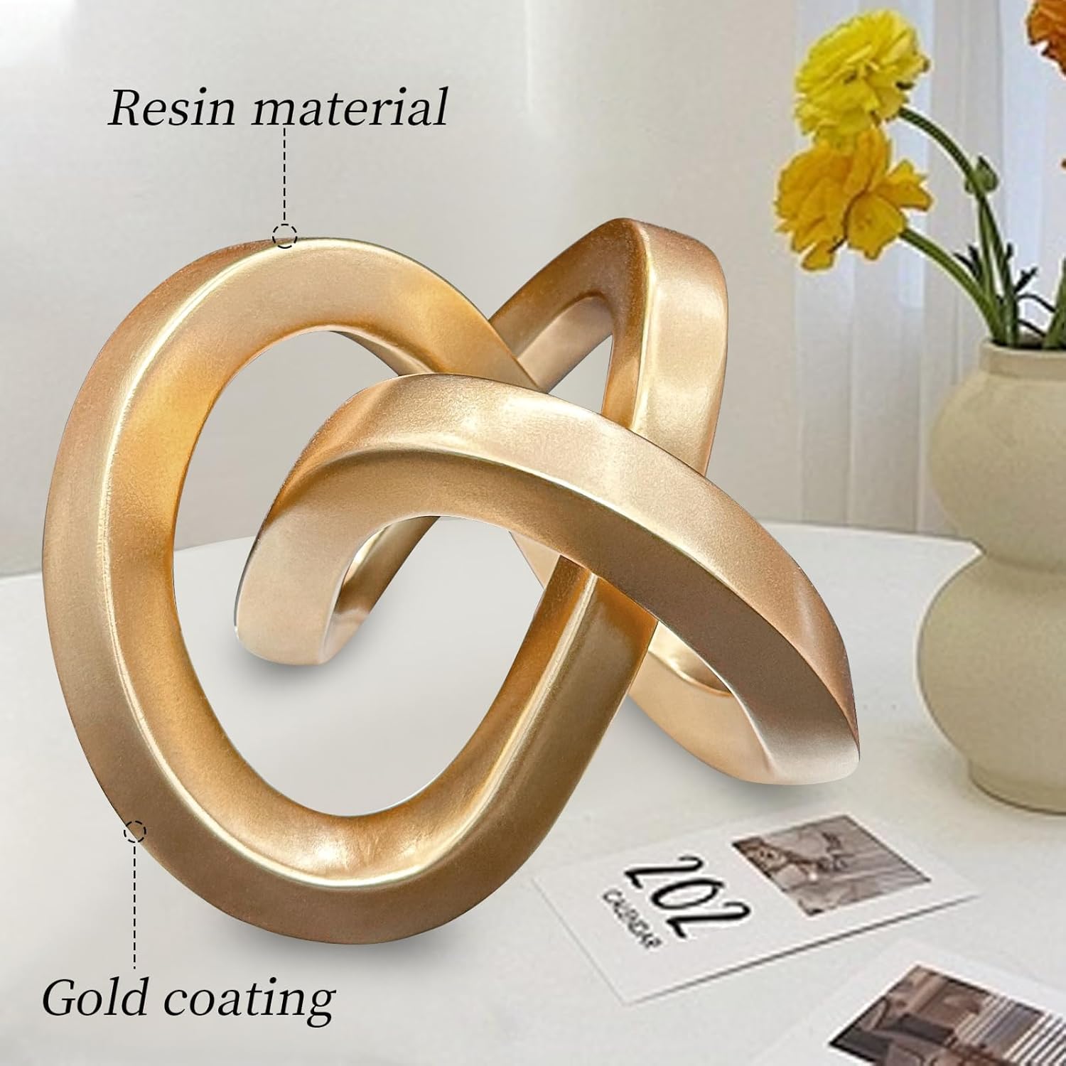 Modern Gold Knot Geometric Sculpture Home Decor Statue