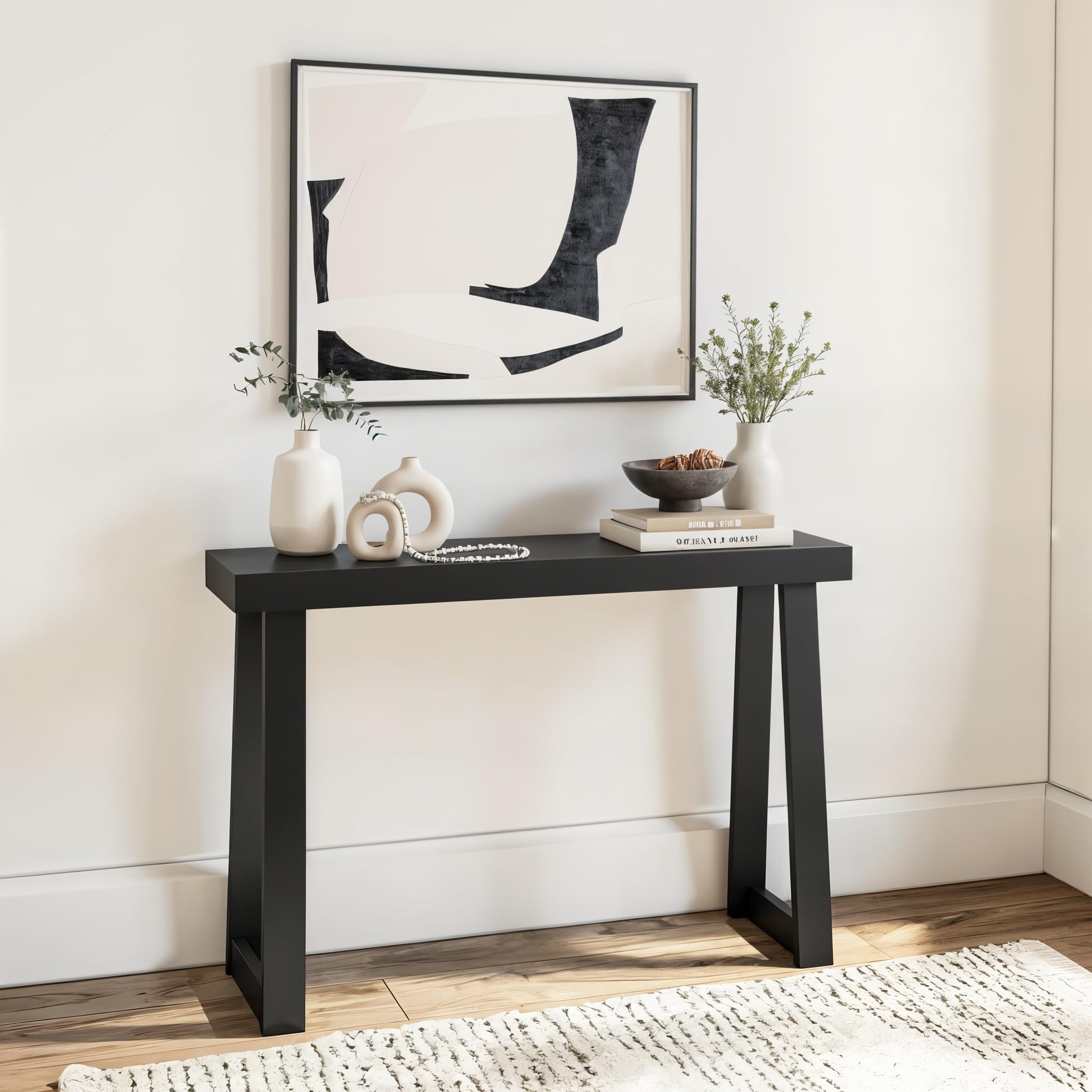 Plank+Beam Solid Wood Console Table, 36 Inch, Sofa Table, Narrow Entryway Table for Hallway, Behind The Couch, Living Room, Foyer, Easy Assembly, Pecan