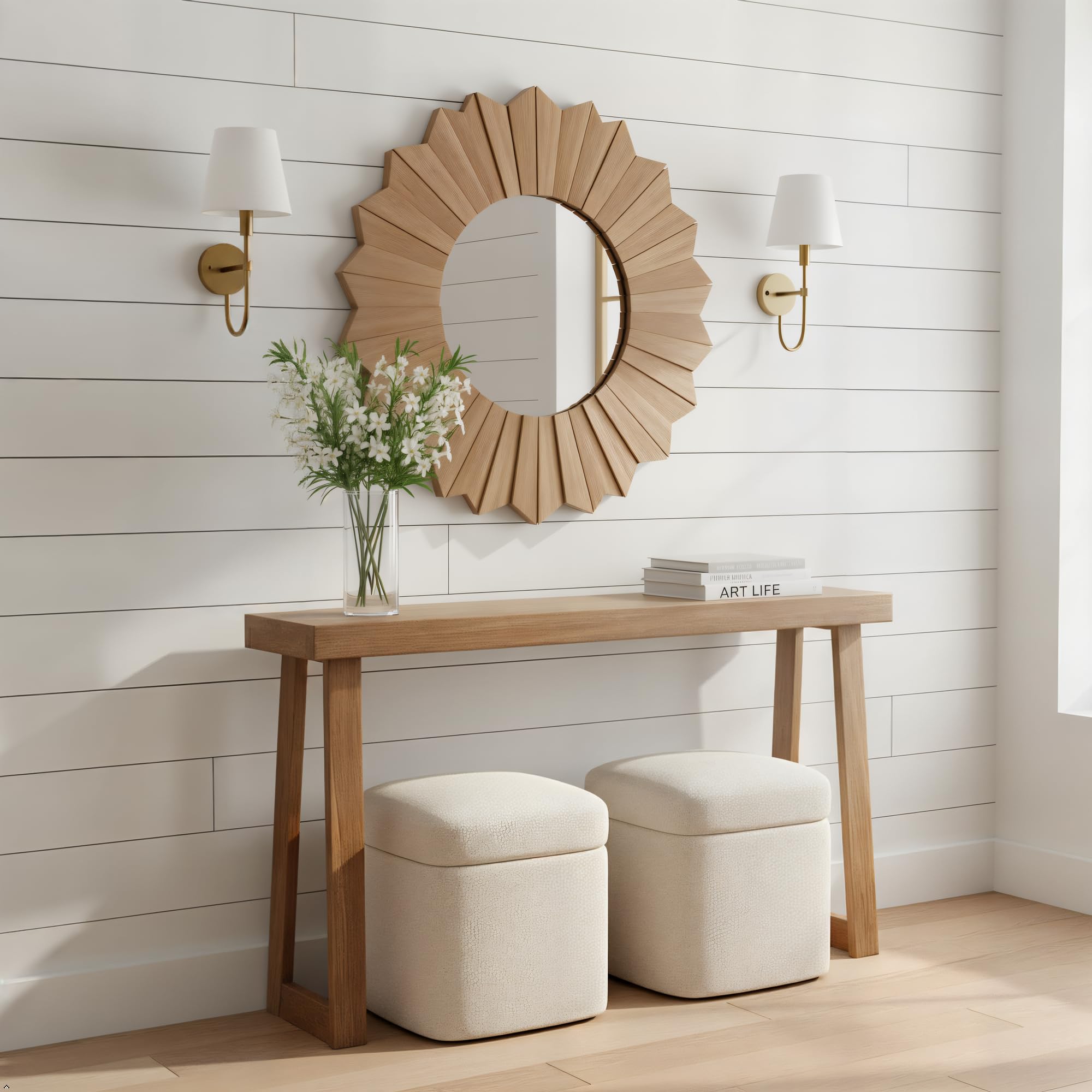 Plank+Beam Solid Wood Console Table, 36 Inch, Sofa Table, Narrow Entryway Table for Hallway, Behind The Couch, Living Room, Foyer, Easy Assembly, Pecan
