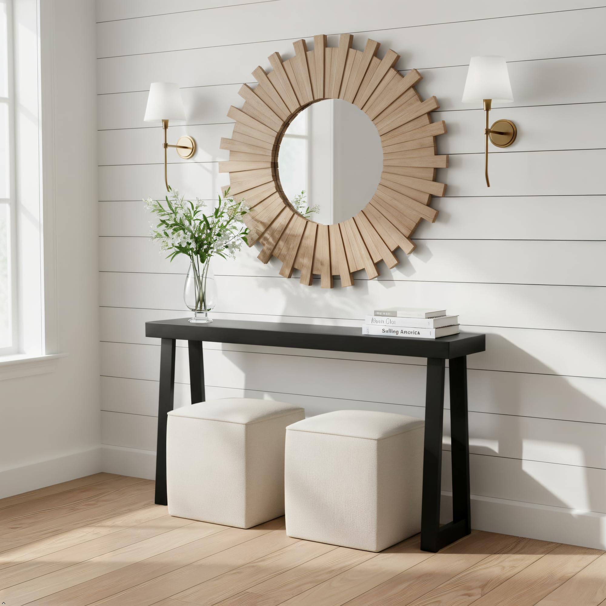 Plank+Beam Solid Wood Console Table, 36 Inch, Sofa Table, Narrow Entryway Table for Hallway, Behind The Couch, Living Room, Foyer, Easy Assembly, Pecan