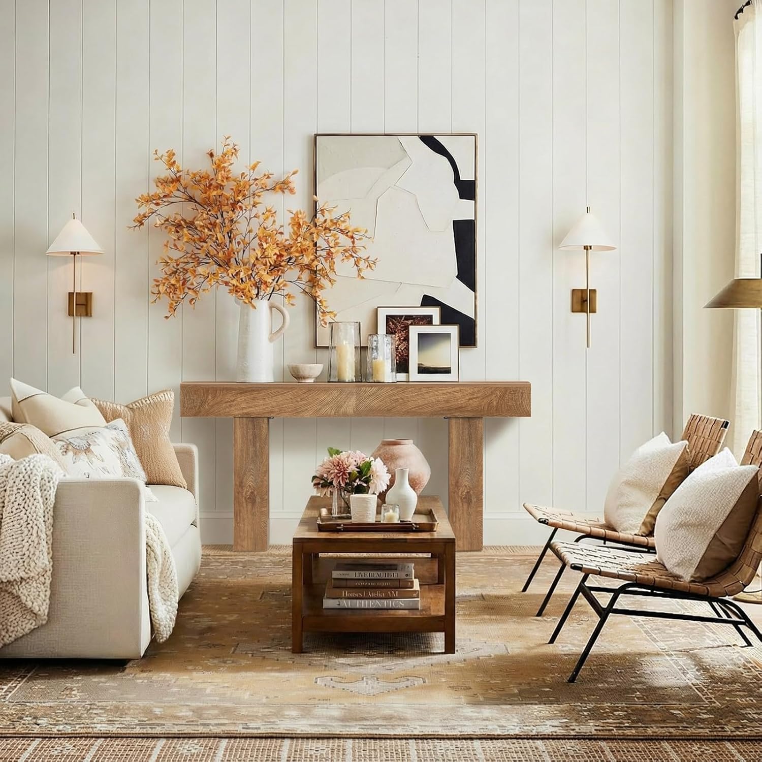 70 Inch Rustic Wood Farmhouse Entryway Console Table