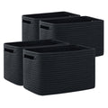 OIAHOMY 4 Pack Storage Baskets for Organizing, Cube Storage Bins for Shelves, Rectangle Storage Baskets With Handles, Woven Baskets for Storage, 12.7''Lx9''Wx7.8''H, Mixed Brown