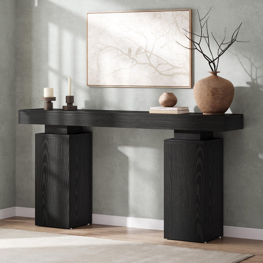 Tribesigns 63-Inch Long Console Table, Farmhouse Entryway Table Behind Couch, Wooden Foyer Stand Entry Station, Modern Hallway Accent Furniture for Living Room Decor, Entrance, Natural Wood Finish