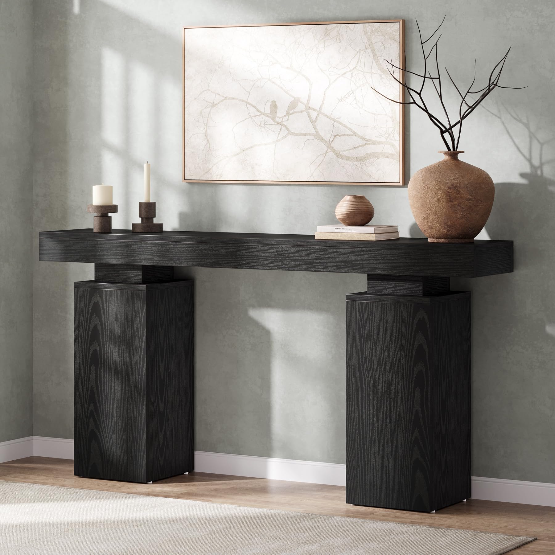 Tribesigns 63-Inch Long Console Table, Farmhouse Entryway Table Behind Couch, Wooden Foyer Stand Entry Station, Modern Hallway Accent Furniture for Living Room Decor, Entrance, Natural Wood Finish