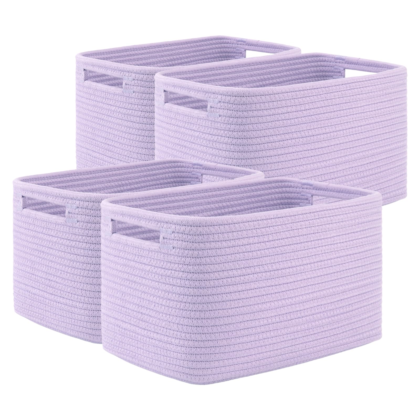 OIAHOMY 4 Pack Storage Baskets for Organizing, Cube Storage Bins for Shelves, Rectangle Storage Baskets With Handles, Woven Baskets for Storage, 12.7''Lx9''Wx7.8''H, Mixed Brown