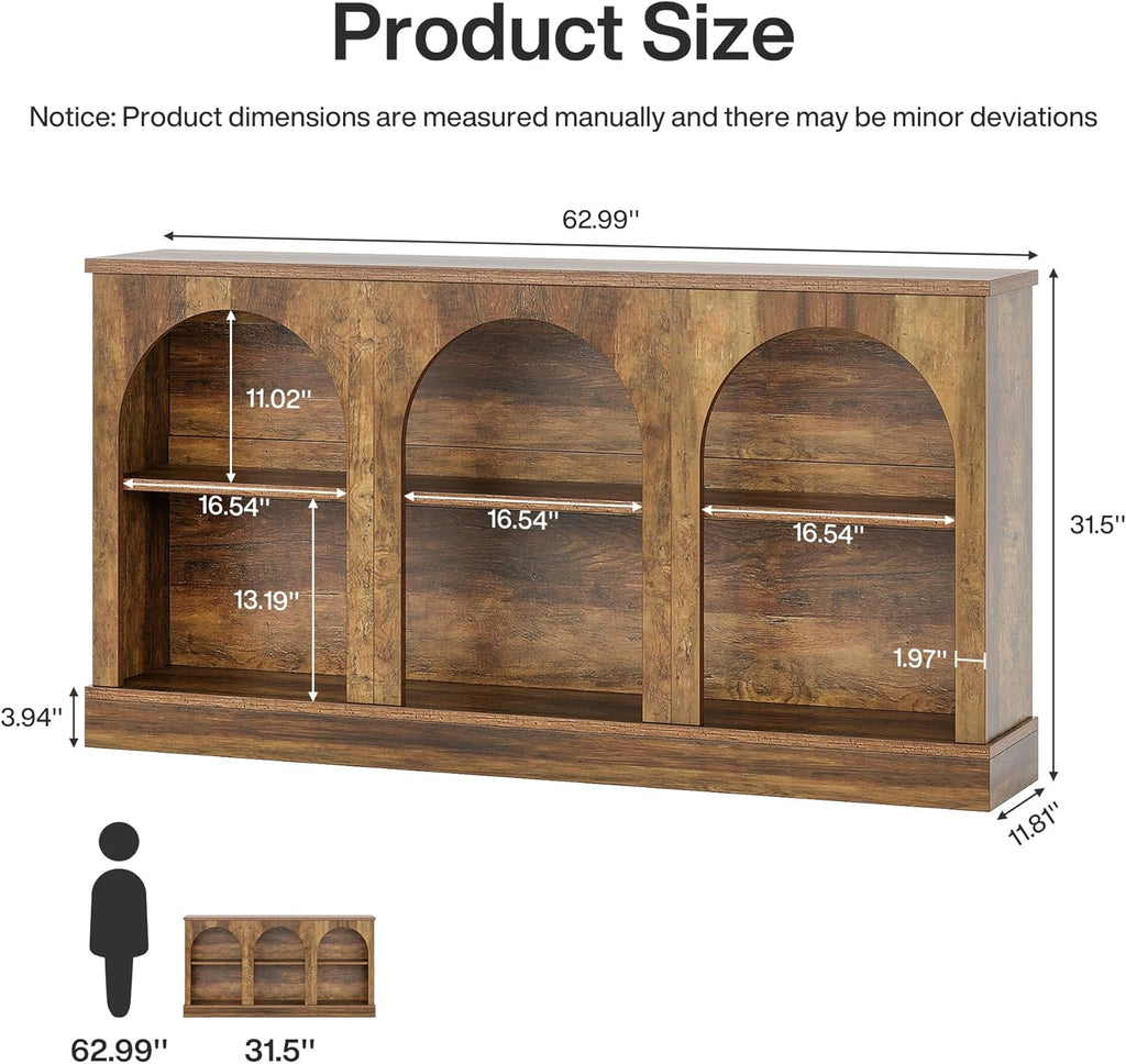 Tribesigns Farmhouse Console Table, 63-Inch Long Entryway Table with 3 Tier Storage, Wooden Rectangular Sofa Table Behind The Couch for Entrance, Hallway, Living Room, Brown | Entryway Table