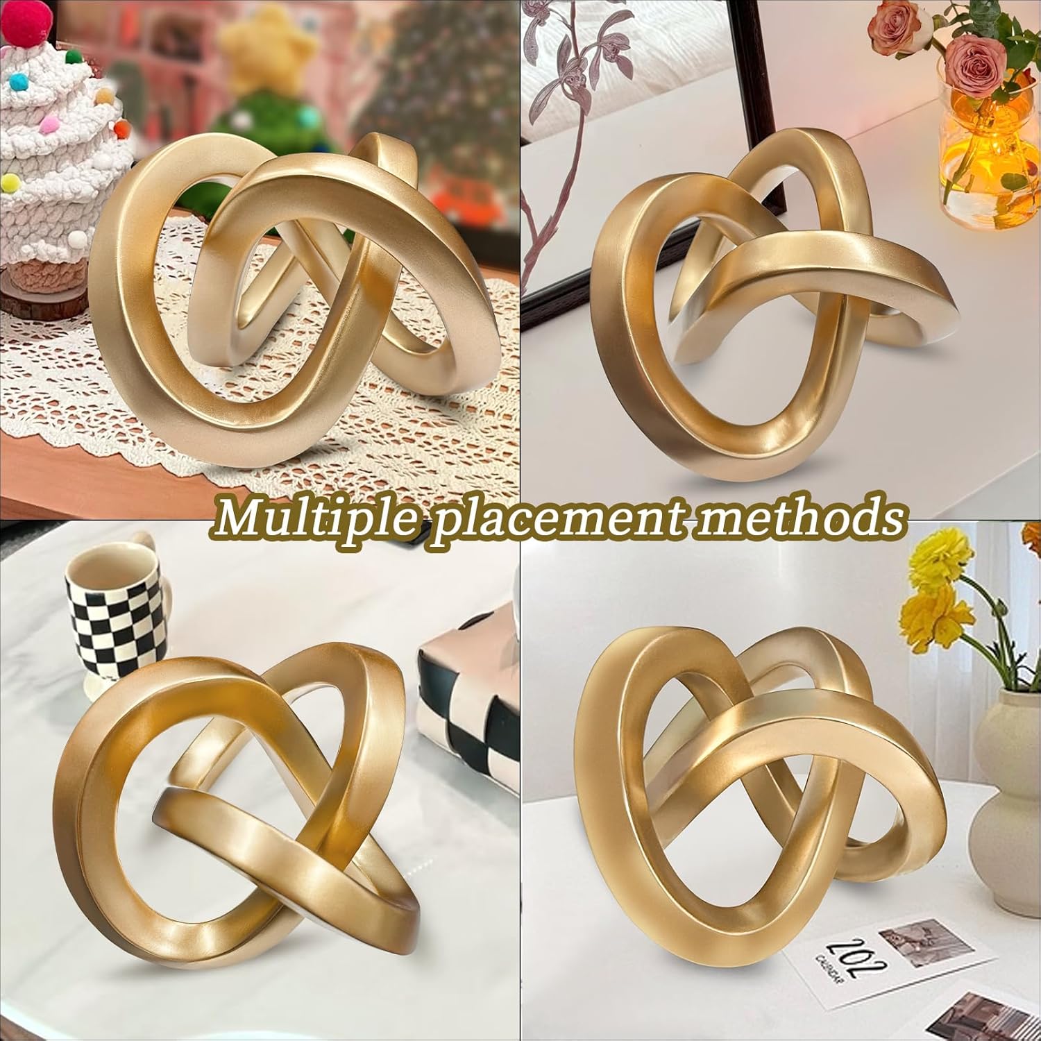 Modern Gold Knot Geometric Sculpture Home Decor Statue