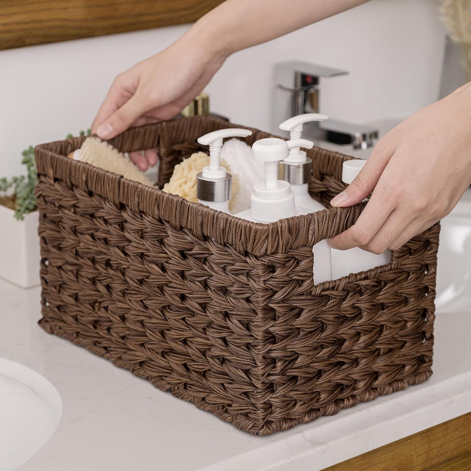 GRANNY SAYS 2-Pack Brown Wicker Storage Baskets