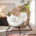 Vongrasig Wicker Egg Chair PE Rattan Rocking Chair with Cushion, Oversized Patio Lounge Rocker Chair for Outdoor, Indoor, Balcony, Backyard, Garden, Black