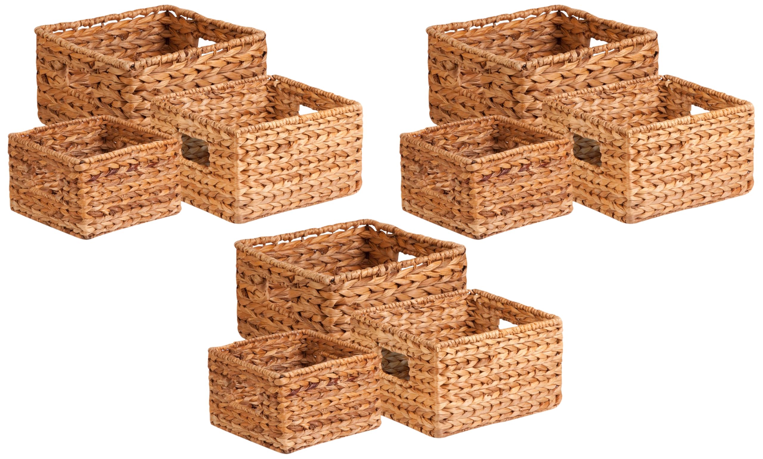 Honey-Can-Do Banana Leaf Storage Baskets –Water Hyacinth Woven Basket, Decorative Baskets for Shelves, Basket for Gifts, Closet, Pantry, and Home Organization, Set of 3, Multi-Size