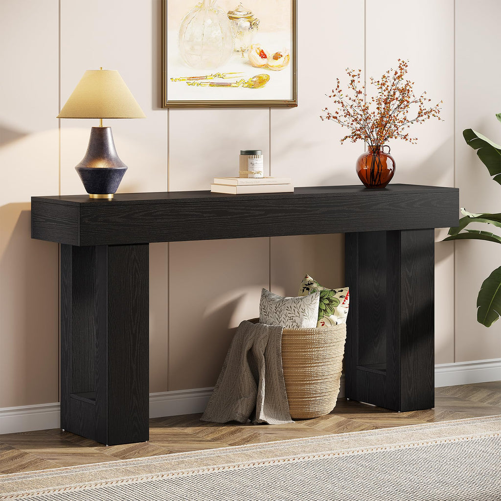 Tribesigns 63-Inch Long Console Table, Wooden Rectangular Sofa Table Behind The Couch, Farmhouse Entryway Table for Entrance, Hallway, Living Room (Natural)