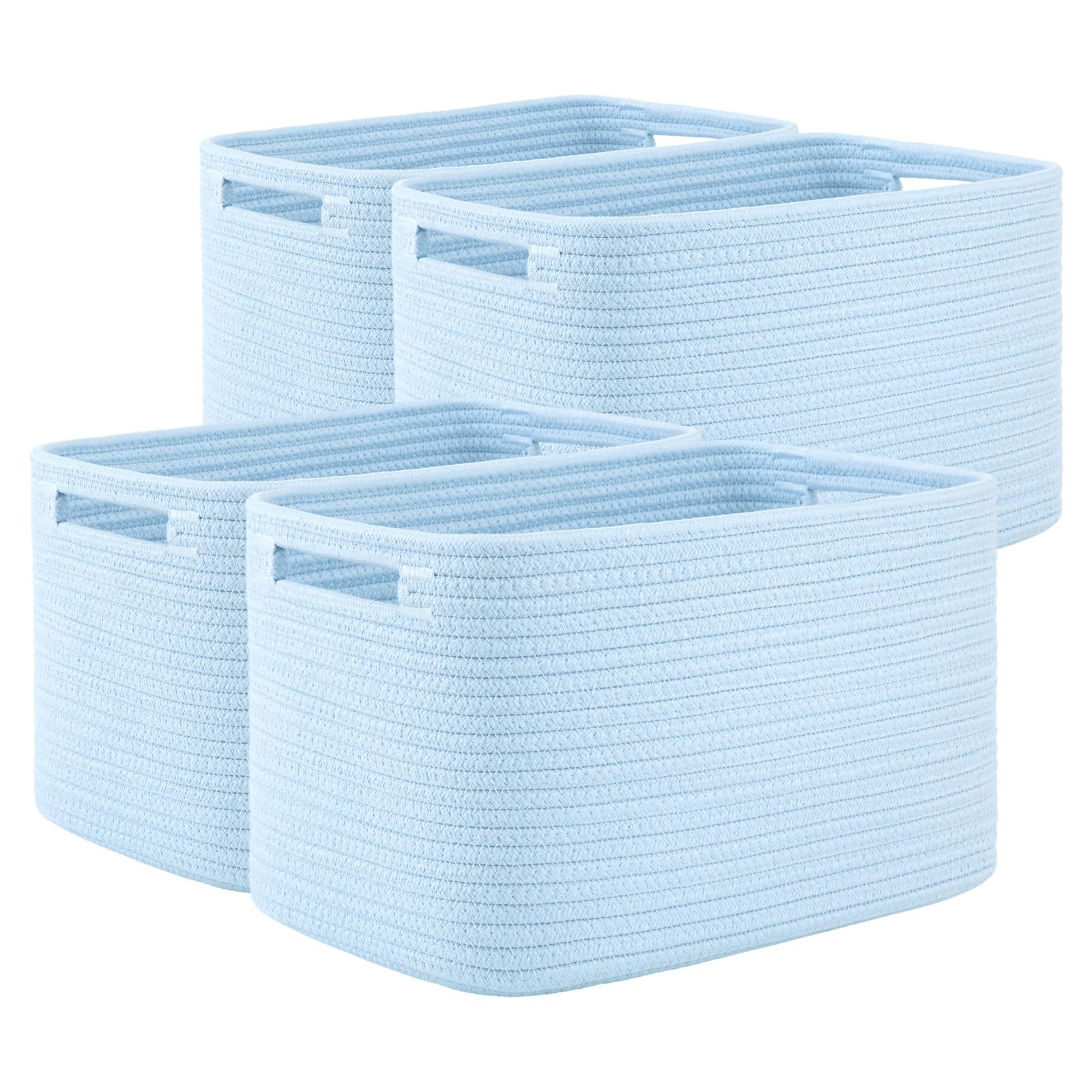 OIAHOMY 4 Pack Storage Baskets for Organizing, Cube Storage Bins for Shelves, Rectangle Storage Baskets With Handles, Woven Baskets for Storage, 12.7''Lx9''Wx7.8''H, Mixed Brown