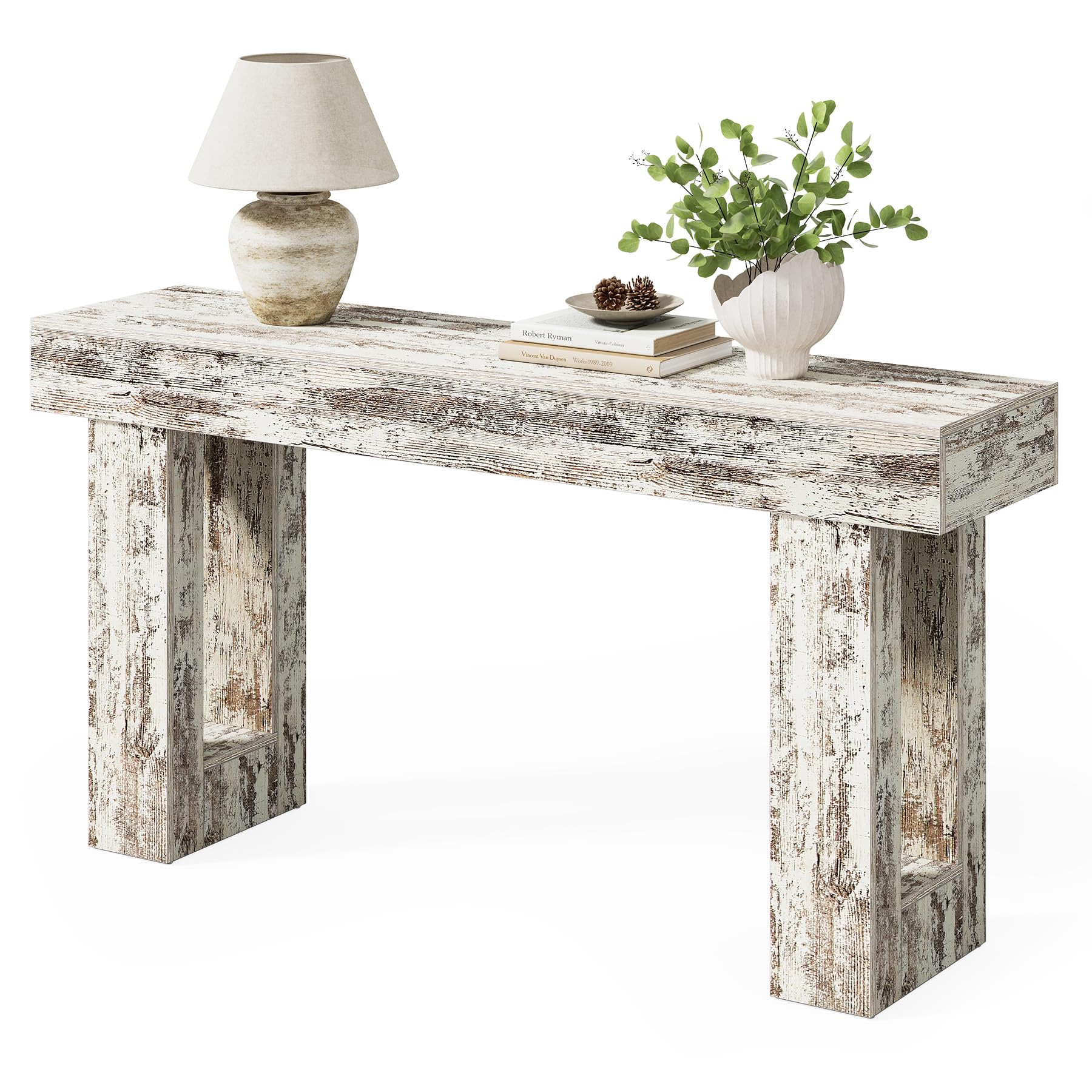 LITTLE TREE 63 Inches Long Console Table for Entryway, Sofa Table Behind Couch, Wooden Entry Table Foyer Hallway Table, Industrial Console Sofa Table for Living Room, Oak Color