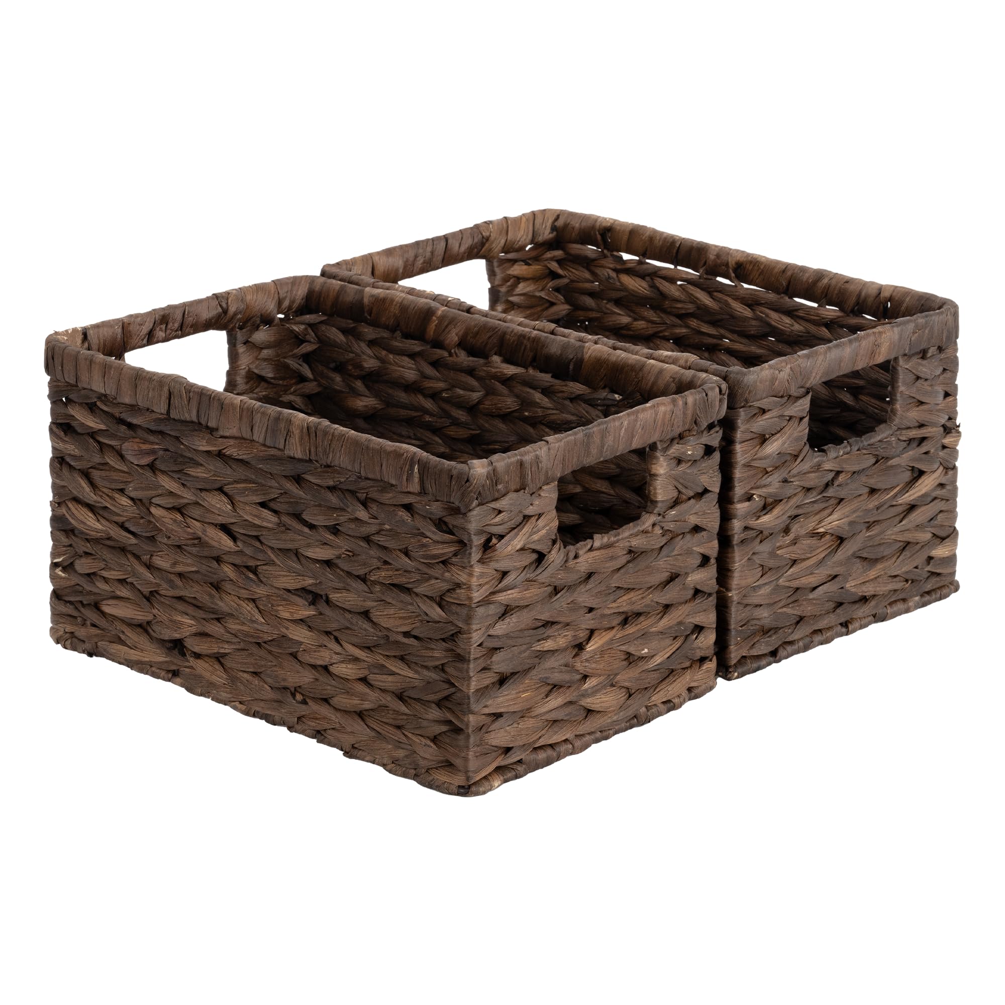 StorageWorks Wicker Basket, Baskets for Organizing, Storage Basket with Built-in Handles, Water Hyacinth Shelves (Medium 2-Pack, Natural Hyacinth)