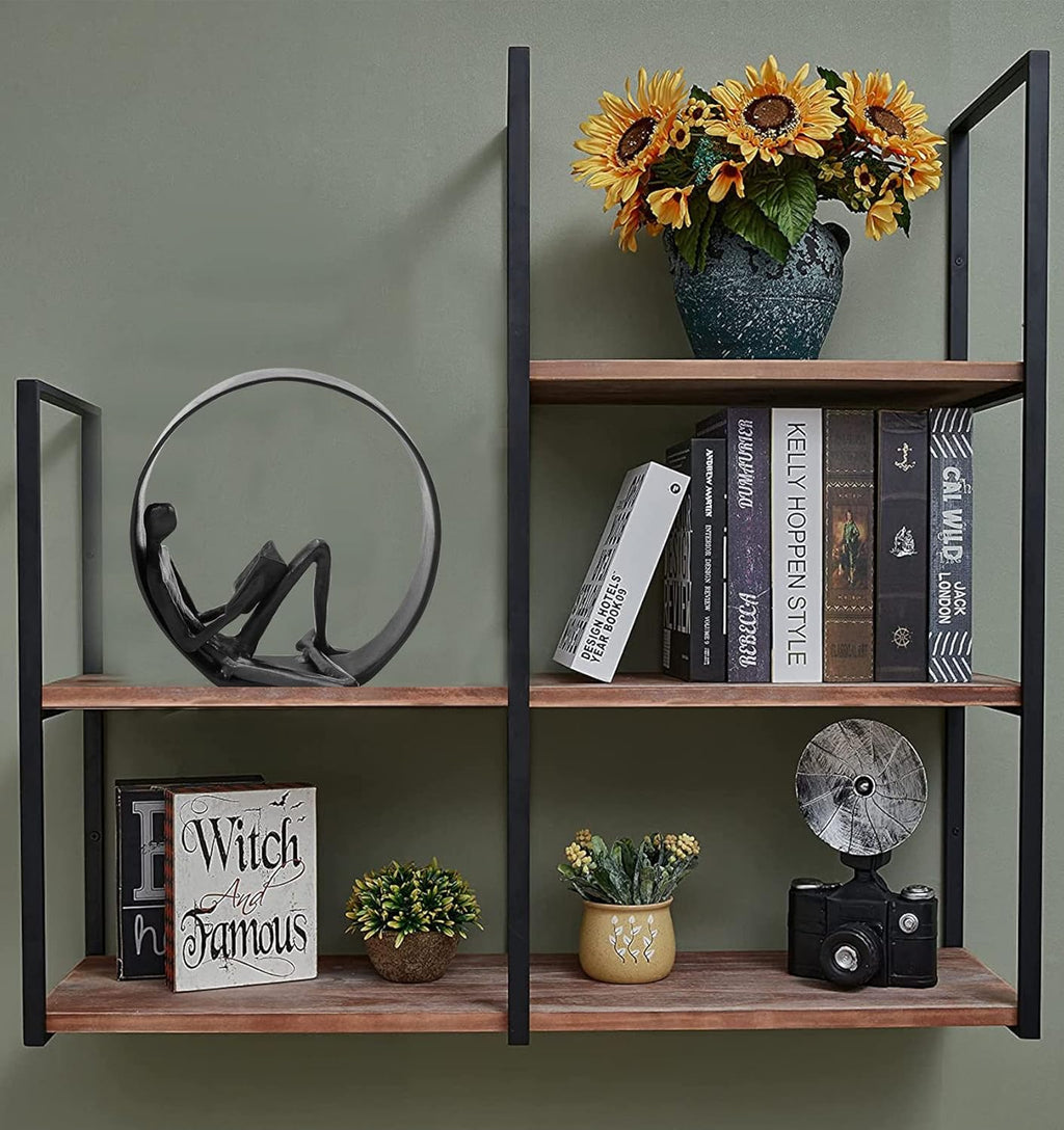 Reading Figurines and Statues - Bookshelf Decorations Objects，Metal Reader Cast Iron Sculpture，Book Lovers Gifts， Modern Art Shelf Décor， Reading Accessories for Book Lovers