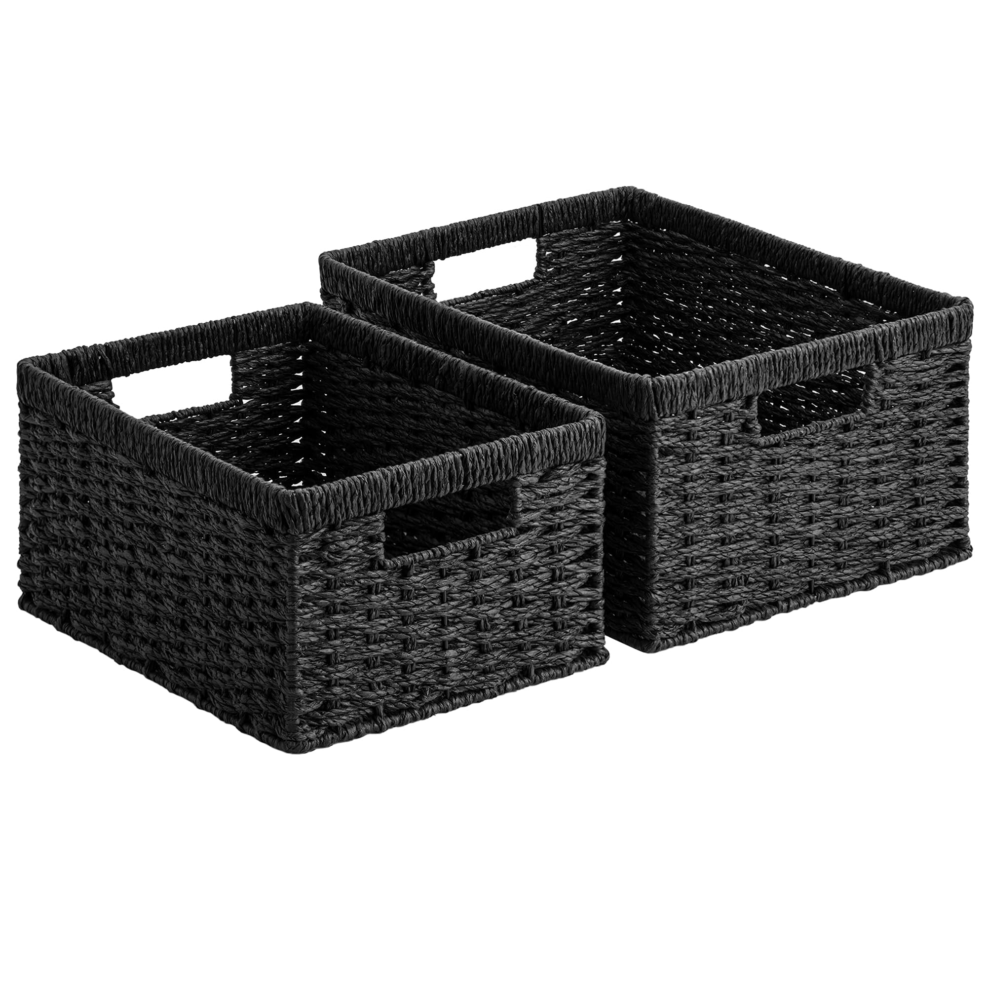 StorageWorks Wicker Basket, Baskets for Organizing, Storage Basket with Built-in Handles, Water Hyacinth Shelves (Medium 2-Pack, Natural Hyacinth)