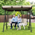3-Seat Patio Swing Chair,Outdoor Porch Swing with Adjustable Canopy and Durable Steel Frame for Patio, Garden, Poolside (Black)